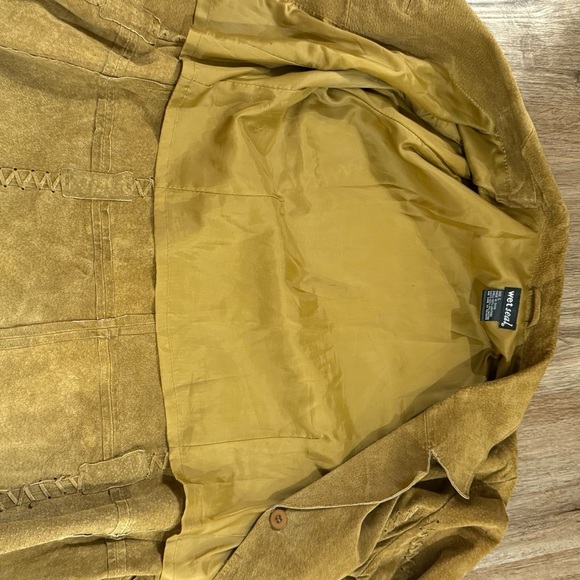 Vtg Y2K Wet Seal Leather Jacket Women’s Sz L Brown Suede Fringe Boho Western 70s - Picture 6 of 11